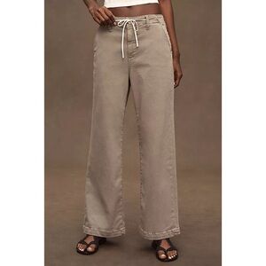 NWT Paige Carly Pant High Rise Crop Wide Leg Jean Drawstring Trousers Moss 26